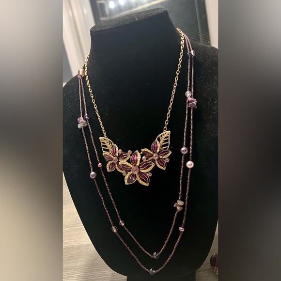 Amazing set of purple and gold tone necklaces!!! Double the fun w/these BEAUTIES - Picture 3 of 9